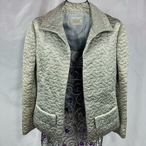 bergdorf goodman ready to wear quilted metallic light blue blazer